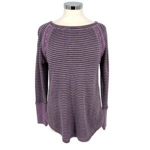 Soft Surroundings Rosamunde Tunic Top Purple Striped Lace Inset Size XS